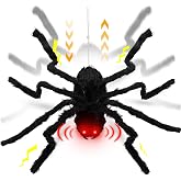 24'' Halloween Animatronics Giant Spider Up and Down Automatically | Red LED Eyes Scary Sound Activated Halloween Decorations for Indoor Outdoor Yard Haunted House Party Porch