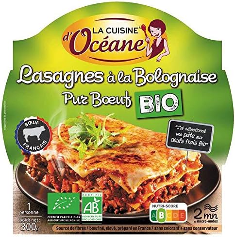 La Cuisine D'Océane - Lasagna with Bolognese Pure Beef, Organic - Lasagnes À La Bolognaise Pur Boeuf, Bio - The Plate of 300G - Price Per Unit - Fast Delivery