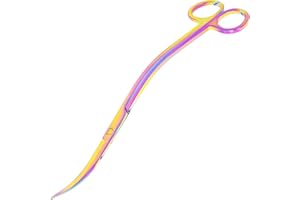 Mandala Crafts Rainbow Stainless Steel Curved Aquarium Scissors for Trimming Aquatic Plants – Wave Aquascape Scissors for Fis