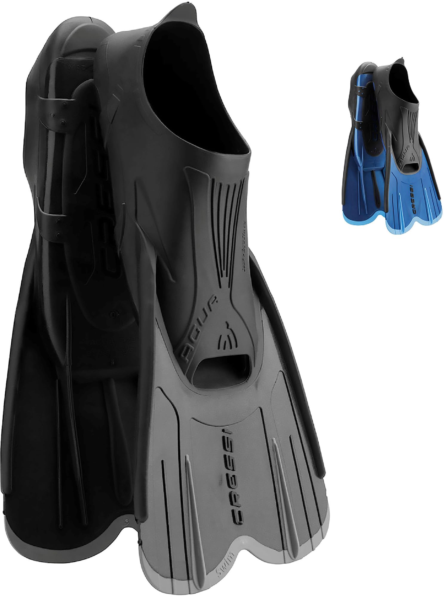 CRESSI Agua Short Fins Black 12/13 (47/48 EU) - Self Adjusting Short Fins for Diving, Apnea, Snorkeling and Swimming, Black, 12/13 (47/48 EU)