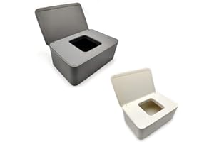 QIWUHAI 2 Pcs Wipes Dispensers, Wipes Container Holders, Refillable Wipe Containers, Wipes Case for Baby Adults, Keeps Wipes Fresh, Non-Slip, Easy Open & Close