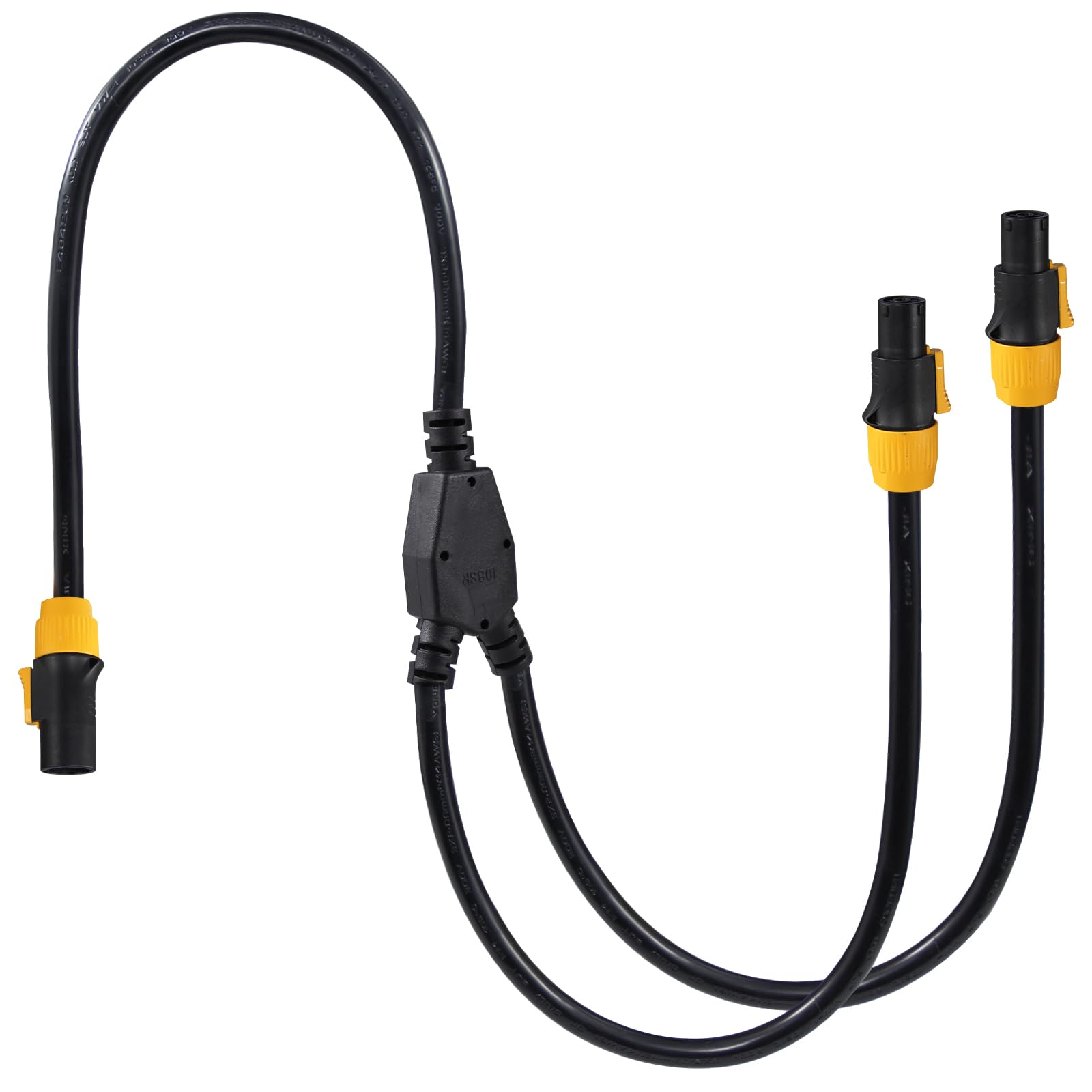 Photo 1 of 1 to 2 Outlet Ture1 powerCON Cable - 3FT 14AWG PowerCon True1 Male to 2X Female Extension Y Splitter Cable, Heavy Duty Outdoor 20A Waterproof True Connector for Stage Light/Speaker(SAC3MX - SAC3FX)