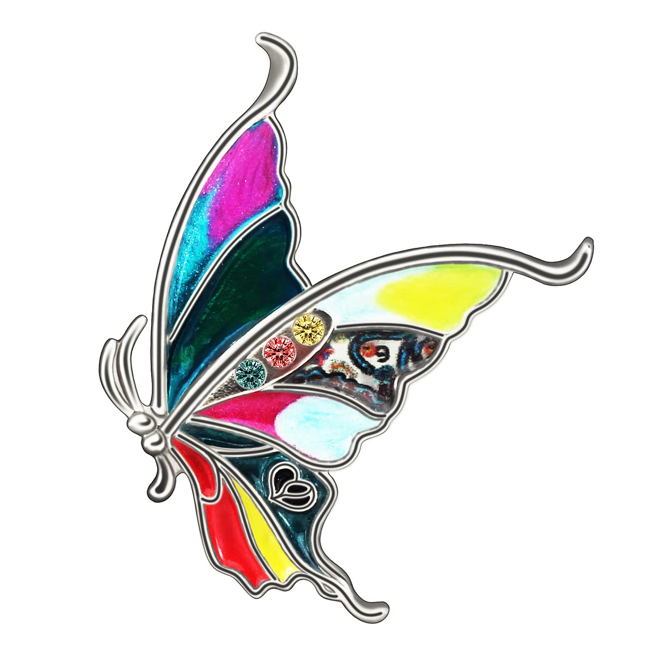 BONSNY Alloy Flying Butterfly Brooch Enamel Pins Insect Jewellery for Women Girls Clothing Scarf Party Charms Gift (Multi)