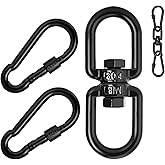 Aheucndg 1200 lb Capacity Heavy Duty Double Ended Eye Hook with Snap Hook, SUS304 Swivel Hooks 1Pack + Snap Hooks 2Pack, for Aerial Yoga, Hanging Hammock, Web Tree Swing, Swing Spinner M8