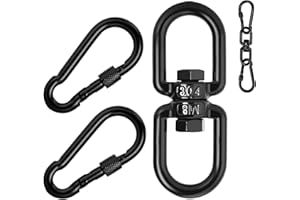Aheucndg 1200 lb Capacity Heavy Duty Double Ended Eye Hook with Snap Hook, SUS304 Swivel Hooks 1Pack + Snap Hooks 2Pack, for Aerial Yoga, Hanging Hammock, Web Tree Swing, Swing Spinner M8