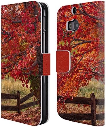 Official Darren White Flames On The Fence Master Fall Colours Leather Book Wallet Case Cover For HTC One M8 / M8 Dual Sim