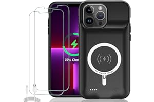 KCKEBLM Battery Case for iPhone 13 Pro Max, Upgraded 10800mAh Rechargeable Portable Extended Battery Pack Supported Qi Wireless Charging Case Compatible with iPhone 13 Pro Max (6.7 inch) Charger Case (Black)
