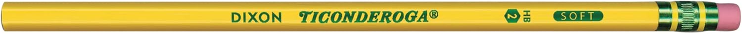 TICONDEROGA Pencils, Wood-Cased, Unsharpened, Graphite #2 HB Soft, Yellow, 96-Pack (13872) : Wood Lead Pencils : Office Products