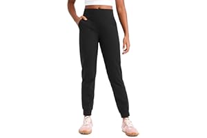 CRZ YOGA Butterlift Girls Joggers with Pockets - Athletic Active Casual Lounge Running Pants for Kids Teen Soft