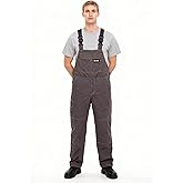 DOWELL-SOU Men's Bib Overalls Sturdy Canvas Work Overalls with Knee Pad Pockets