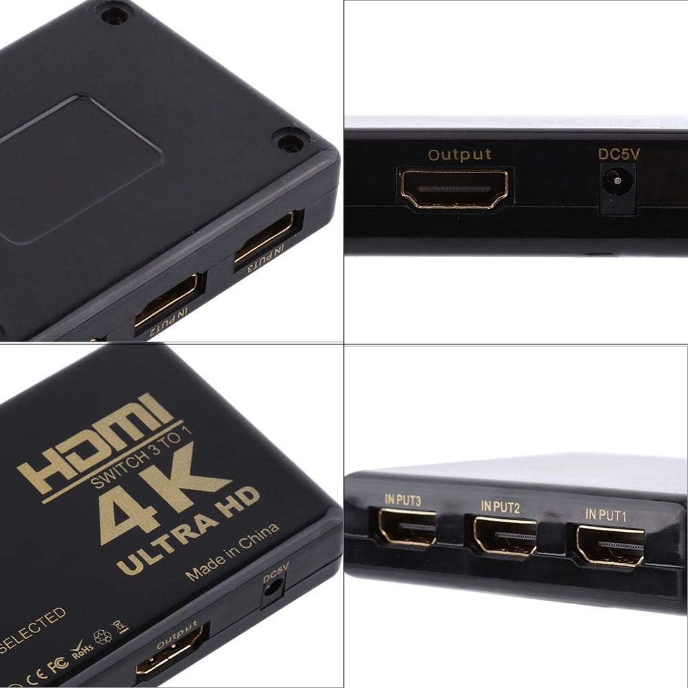 Socobeta HDMI Amplifier 4K Ultra HD 1080P 3 Port HDMI Amplifier Selector Splitter Hub with Remote Control - Image 3