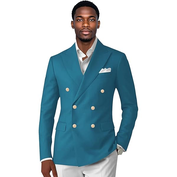 Amazon.com: AwwwCos Men Stand Collar Double Breasted Blazer