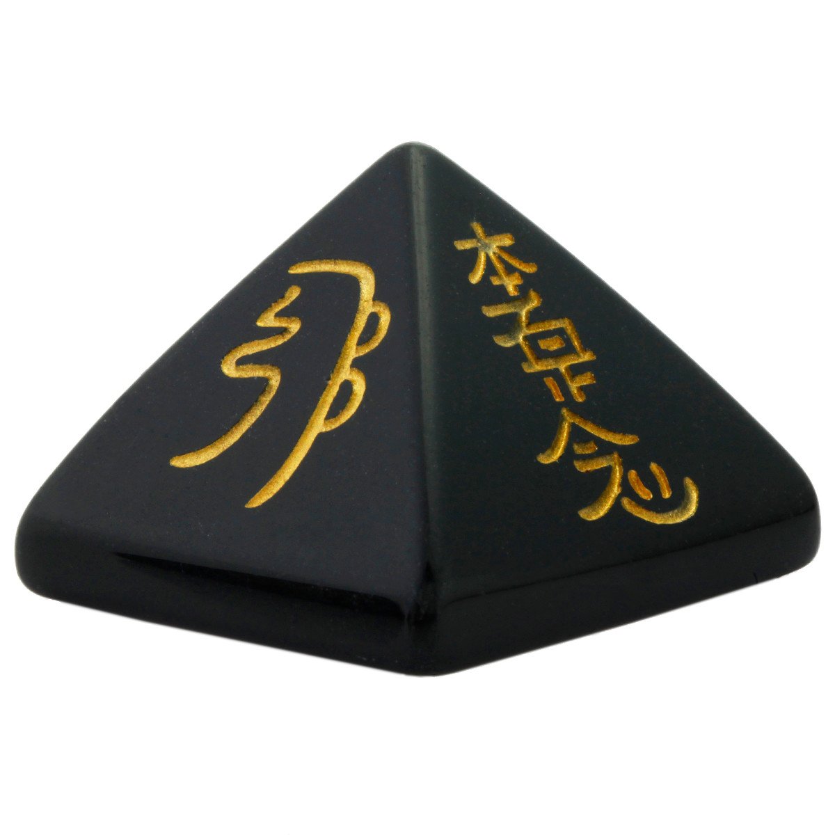 Shanxing Natural Black Obsidian Mini Crystal Pyramid Reiki Pocket Stone, Healing Stone Engraved Reiki Usui Symbols Decoration Figurine
