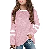 NikNio Girls Shirts Long Sleeve Tshirt Crewneck Color Block Casual Tops Basic Tee 5-14 Years
