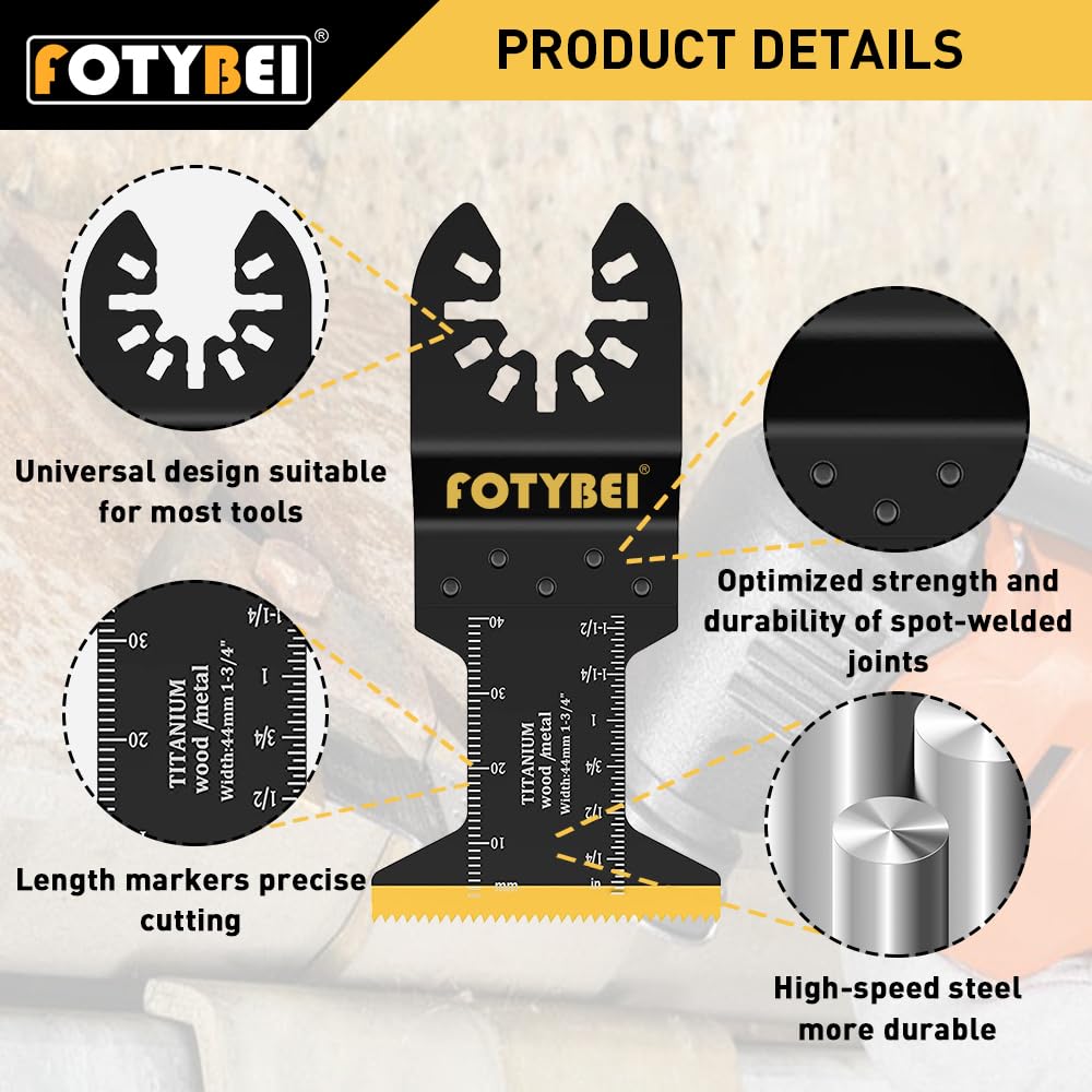 Multitool Sägeblätter Titan, 5 tlg Oszillierwerkzeug Sägeblätter Zubehör, Holz Kunststoff Metall Multifunktionswerkzeug Zubehör für Fein Dewalt Makita Parkside Ryobi Milwaukee 4