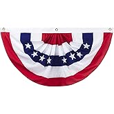 3 x 6 Ft American Pleated Fan Flag, USA Patriotic Half Fan Bunting Flag, 4th of July Memorial Day Decorations Flags (Set of 1)