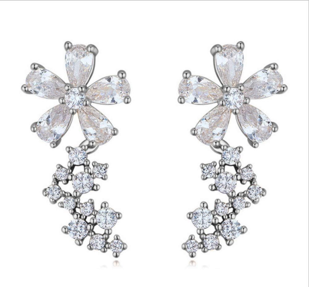 S925 sterling silver earrings earrings copper plated gold-plated micro-inlaid zircon earrings - 浪蕊浮花
