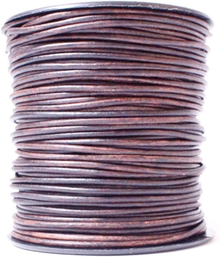Leather Cord USA Premium Round Leather Cord, Genuine Leather, 1mm, 50 Meter (54 yd
