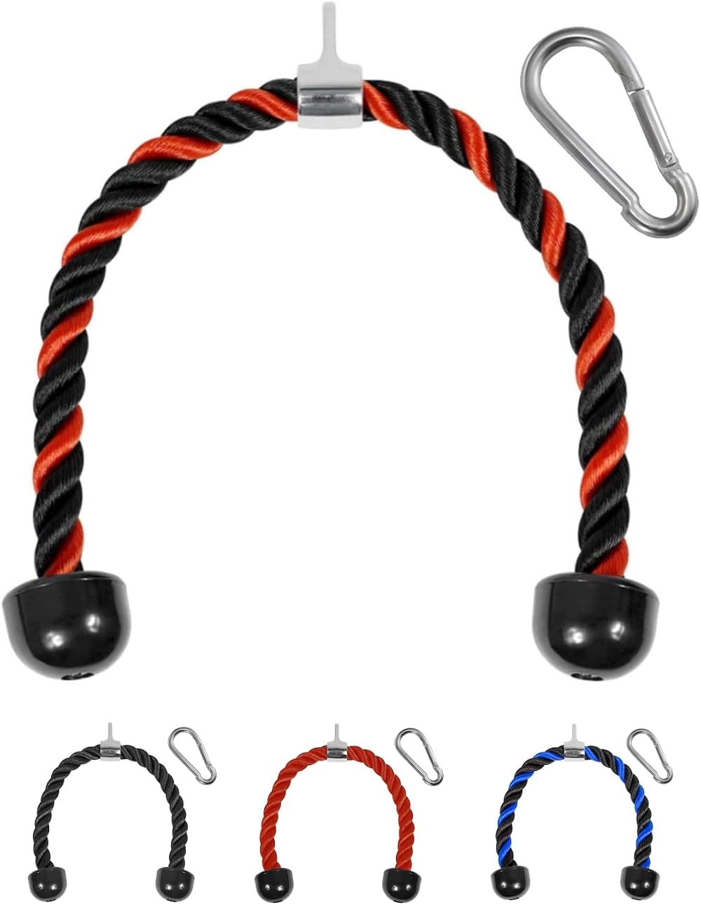 Yes4All Tricep Rope 91.4 cm Nylon Braided with Carabiner Red Black