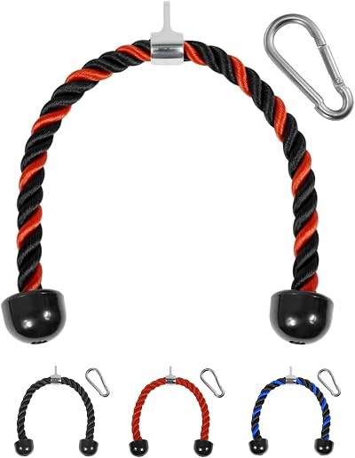 Yes4All Tricep Rope 91.4 cm Nylon Braided with Carabiner Red Black