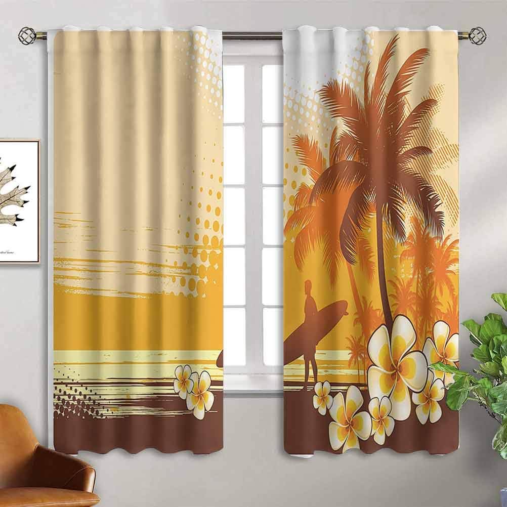 Jinguizi Surf Decor Rod Pocket Curtain Panels Silhouette of