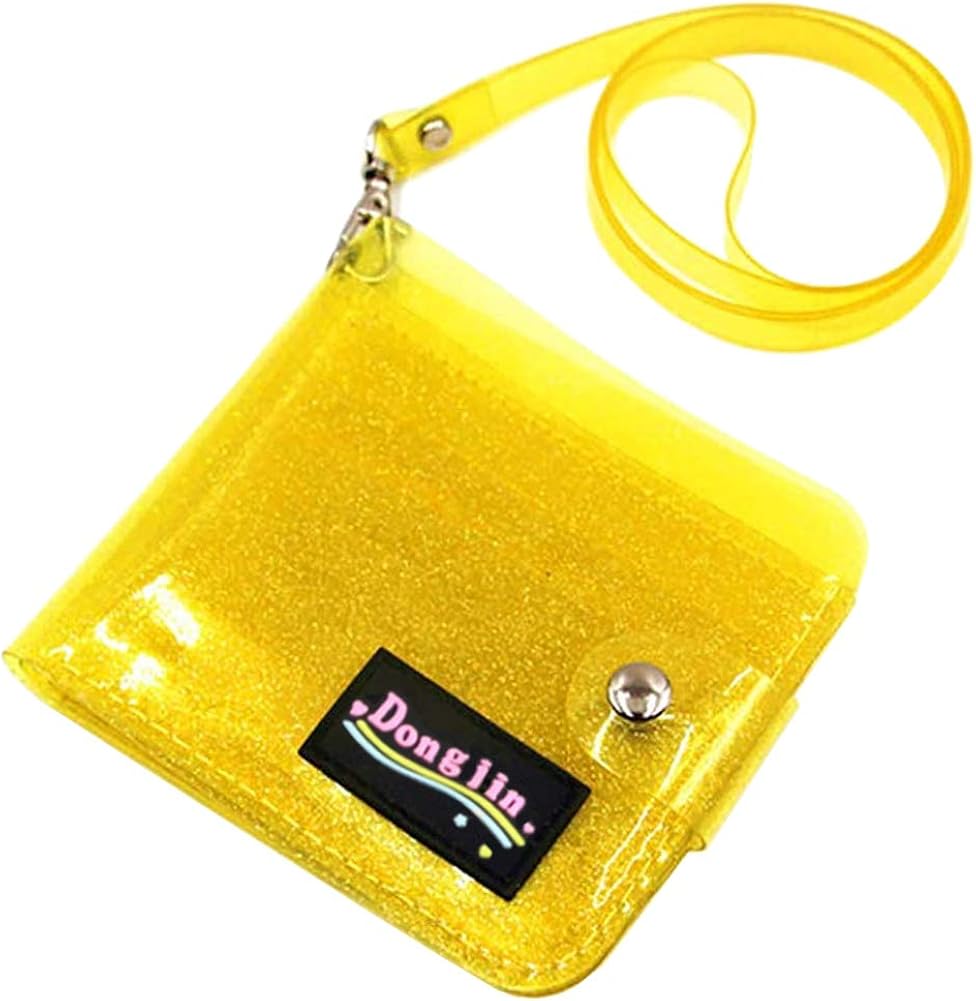 Women Clear Wallet Lanyard Cute Jelly Bifold Wallet Purse