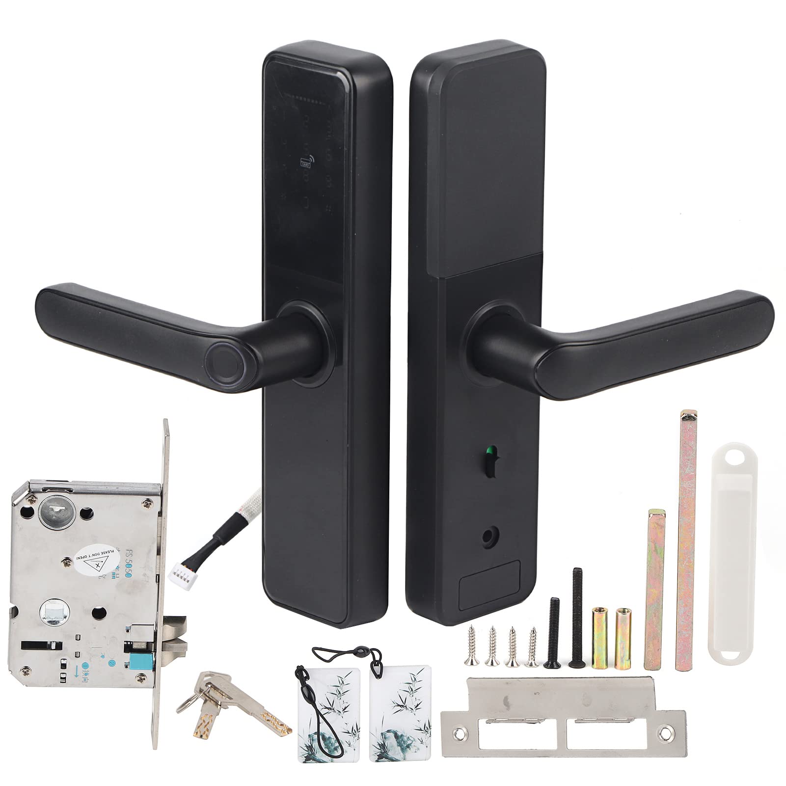 Tuya Smart Lock Fingerprint Door Lock IC Card Password Mechanical Key Mobile Phone App Unlocking 5 in 1 Electronic Door Lock for Home Hotel Apartment Door