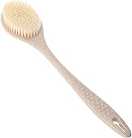 Bath Brush Back Scrubber Soft Shower Body Brush with Natural Wheat Straw Handle (Nordic Beige)