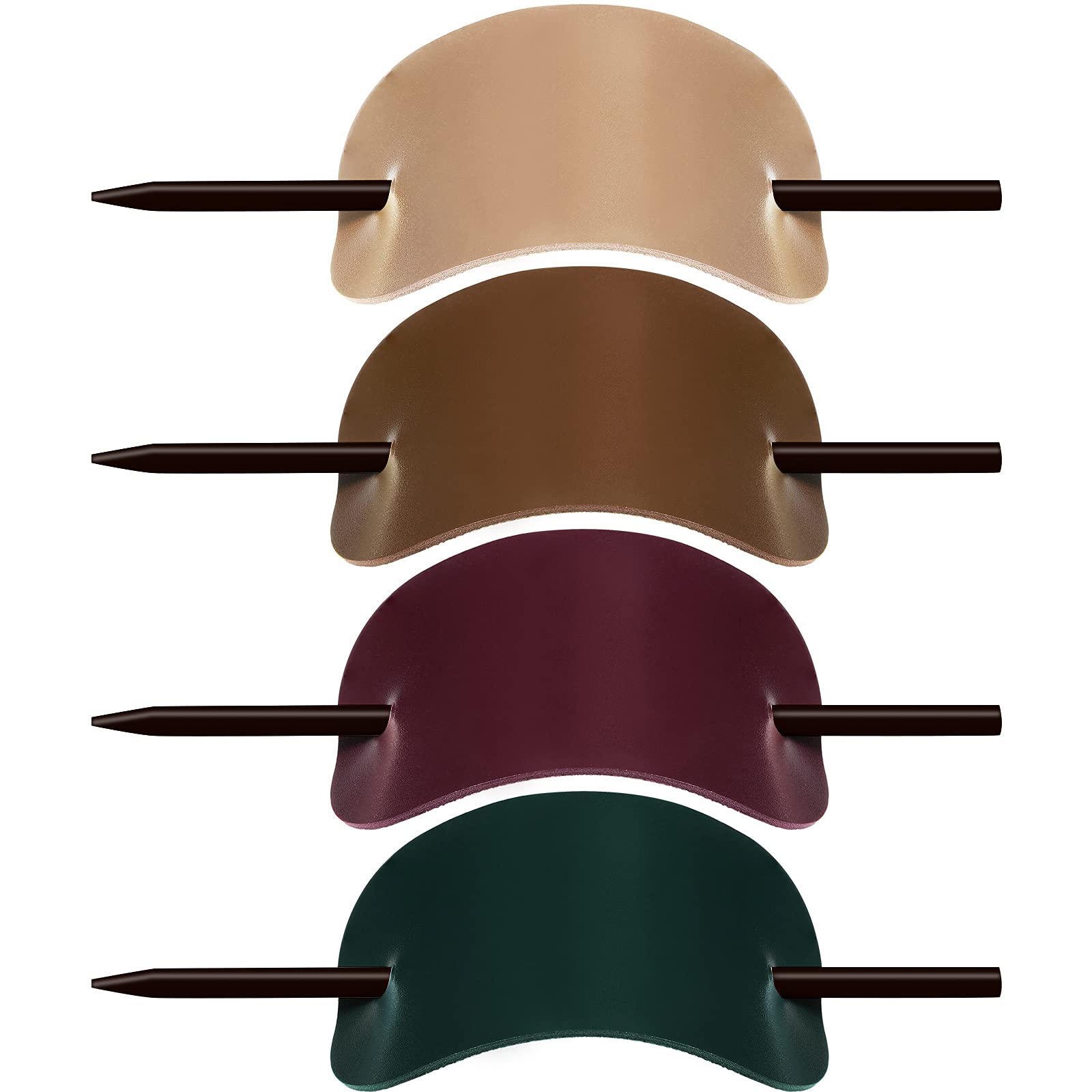 Photo 1 of 4 Pieces Oval Faux Leather Hair Barrettes with Wooden Sticks, Handmade Slide Barrettes Hair Accessories for Women and Girls