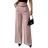 LKOUS High Waisted Work Pants for Women Casual Business Straight Leg Office Dress Pants Trousers with Pockets