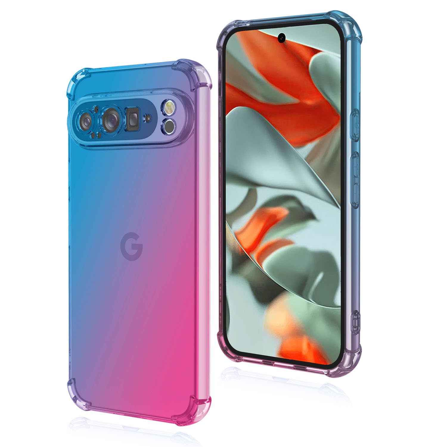 COMAKU Compatible with Google Pixel 9 Pro XL Case – Ultra Light Slim TPU Phone Cover with Shockproof Protection, Stylish Gradient Clear Design Compatible with Google Pixel 9 Pro XL - blue pink