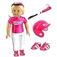 Hot Pink Baseball Uniform with Baseball Bat, Helmet, and Shoes (Doll Not Included) | 18 Inch Doll Clothes