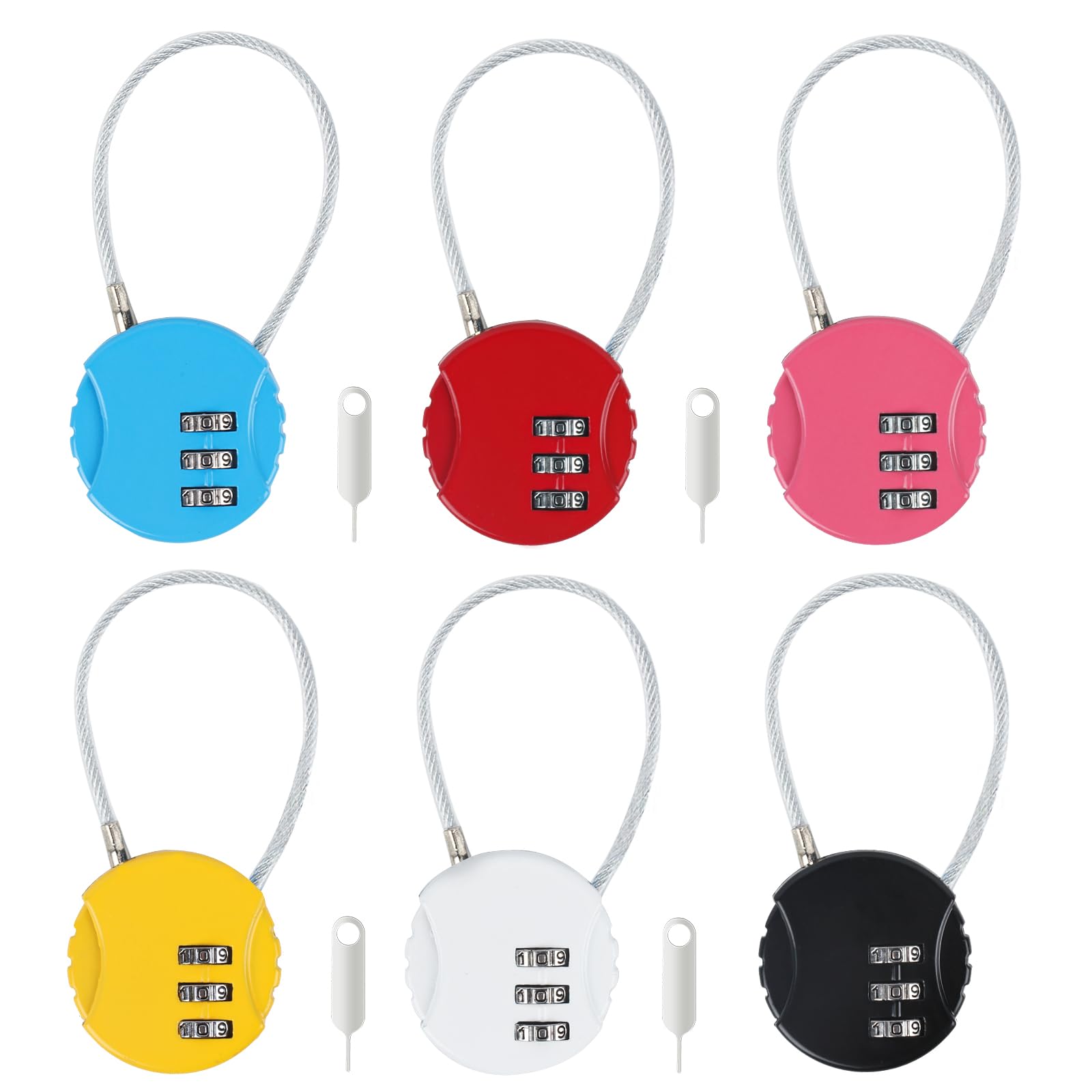 6pcs Combination Padlocks with Code, Small 3 Digit Padlock with Combination for Suitcase Gym Locker, Weatherproof Outdoor Padlock for Luggage Cabinets