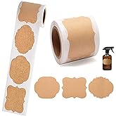 300PCS Canning Labels Name Tags Stickers, Kraft Paper Gift Tags Blank Self-Adhesive Handmade Jar Labels Sticker Write on for Storage Bins,Mason Jars,Food Containers,Canning Jars Christmas Gifts