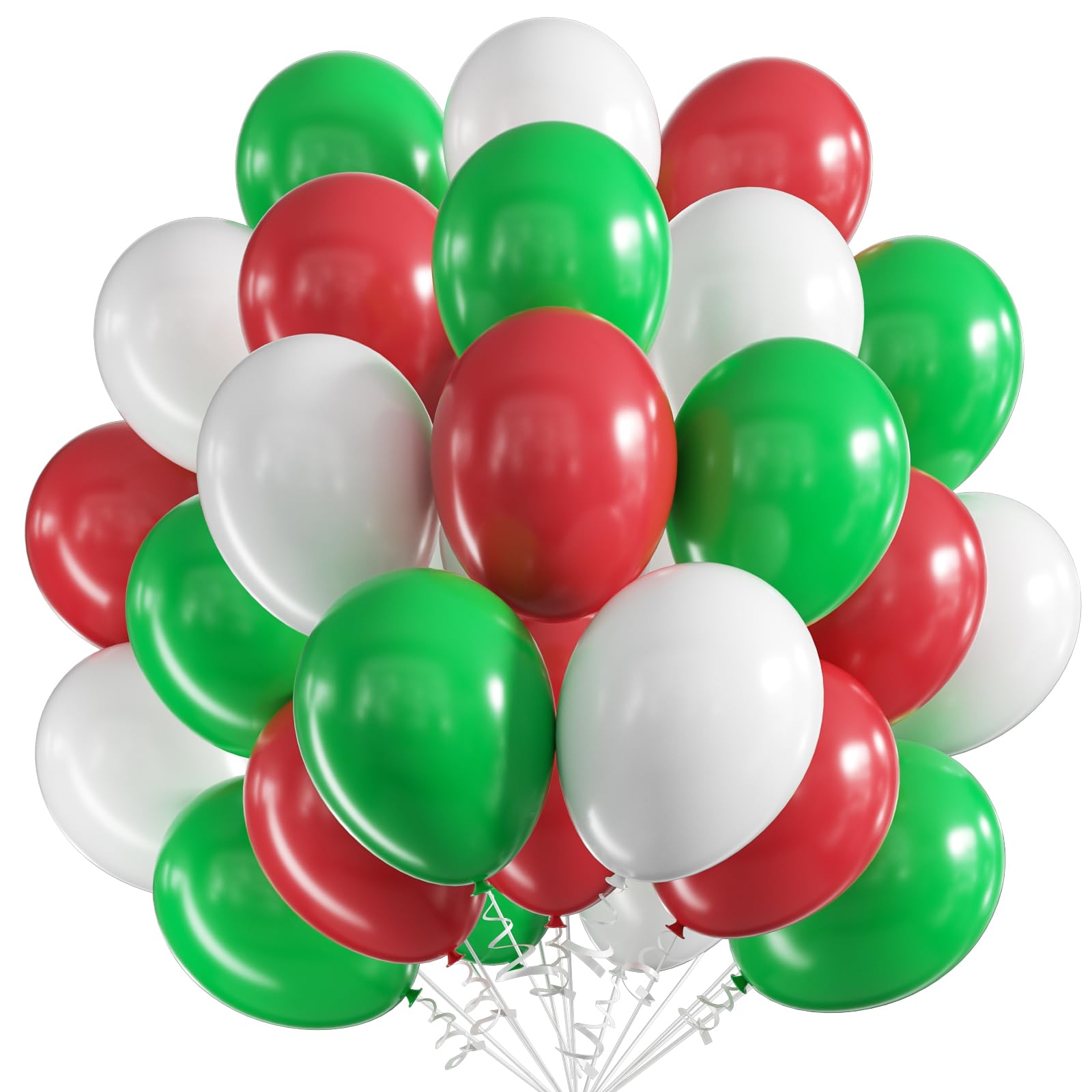 60pcs 12 Inch Red Green White Latex Balloons for Christmas & New Year Parties