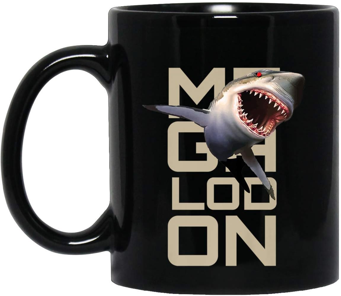 Megalodon Megladon Shark Extinct Biggest Shark Ever 11 oz. Black mug