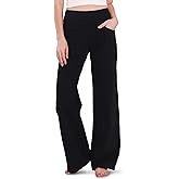 Houmous Wide Leg Pants Women Cotton Yoga Pants High Waist Loose Lounge Stretch Trousers with Pockets