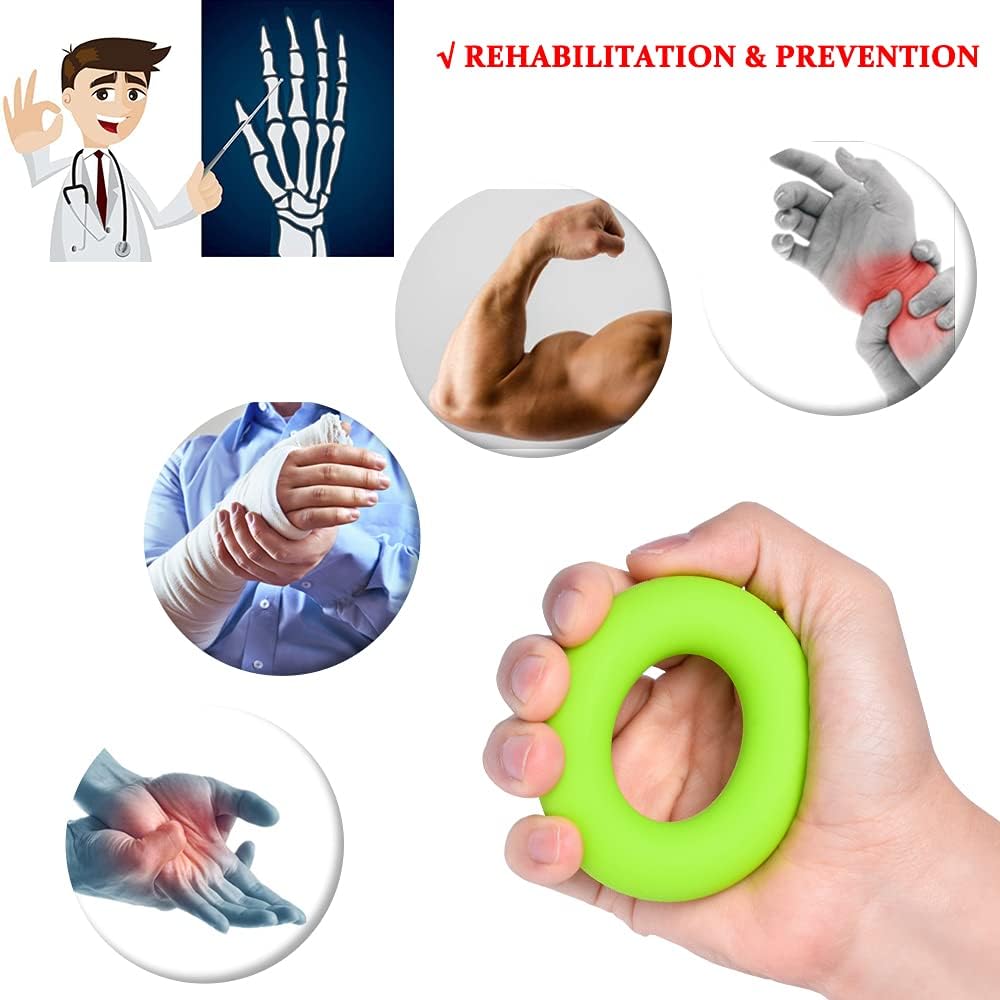 Hand Grip Strengthener, Finger Exerciser, Grip Strength Trainer (6 PCS) NEW MATERIAL Forearm grip workout, Finger Stretcher, Relieve Wrist & Thumb Pain, Carpal tunnel, Great for Rock Climbing and More: Health & Personal Care