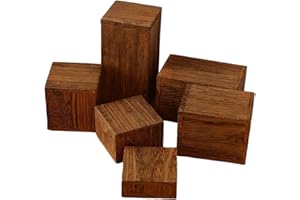 Fiocias 6X Wooden Square Risers,Jewelry Racks Display Stands Perfume Holders for Living Room, Wood Color