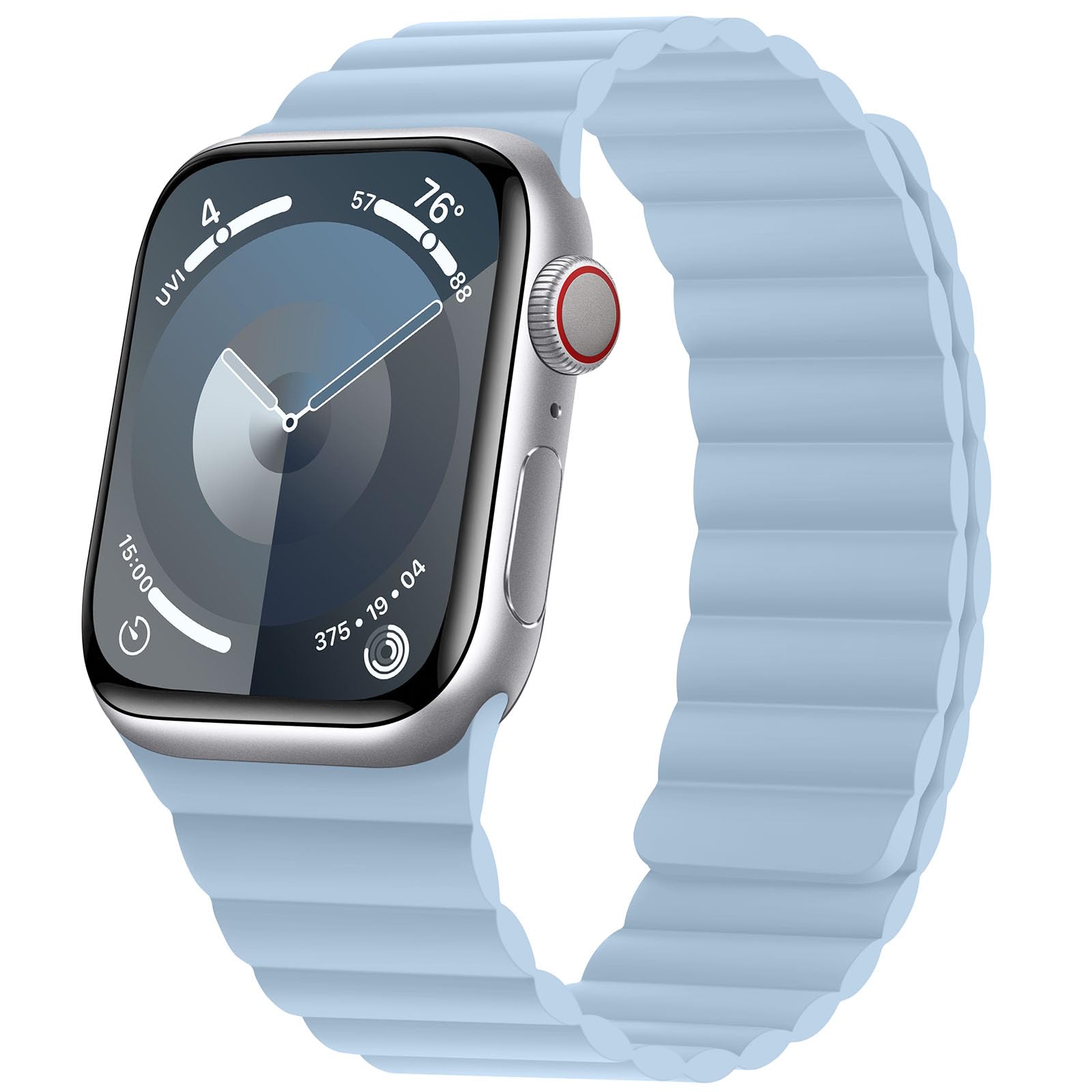 HITZEE Compatible with Apple Watch Strap 49/46/45/44/42/41/40/38mm, Soft Silicone Magnetic Band Compatible for iWatch Series 11 10 9 8 7 SE3 6 5-1 (38/40/41/42mm, Light Blue)