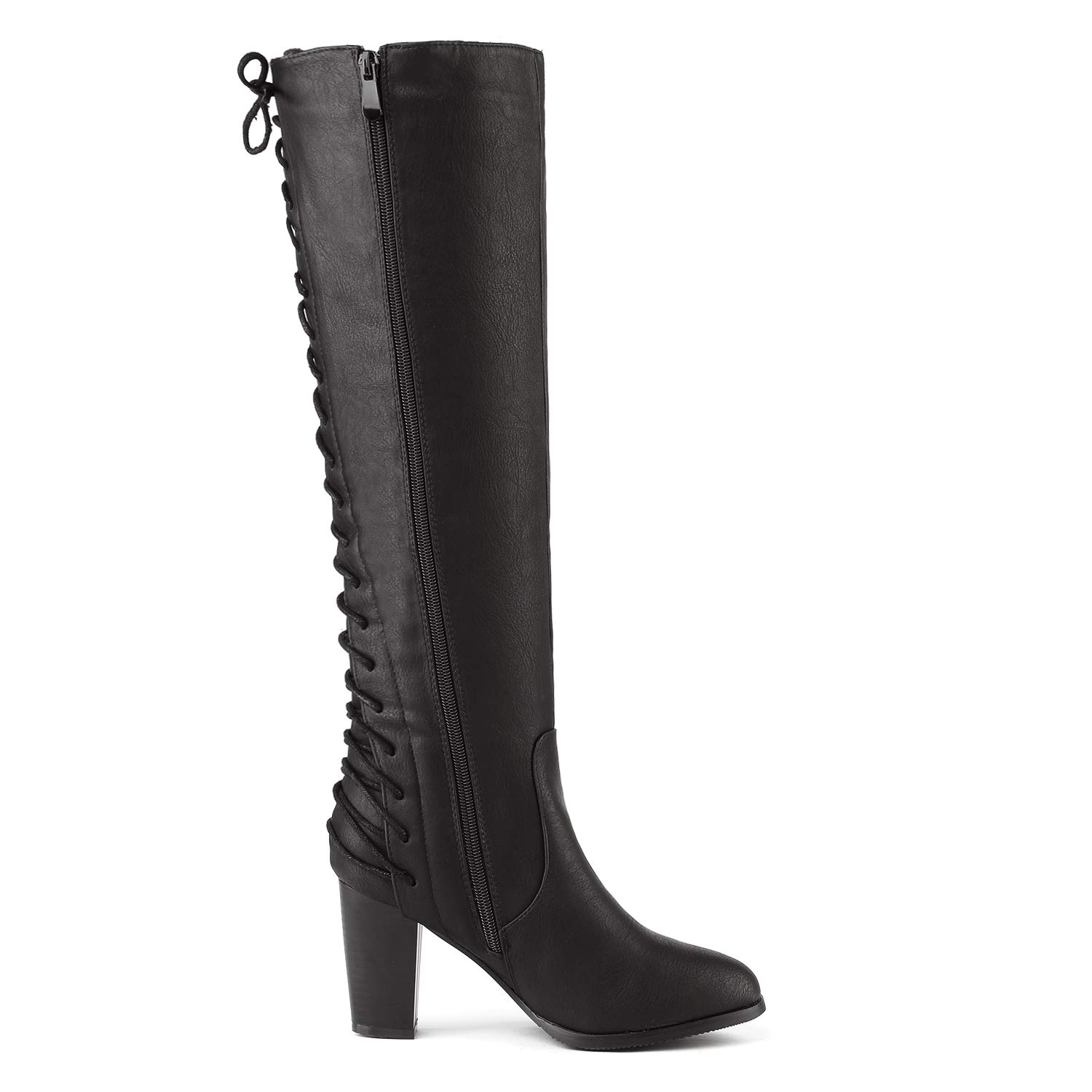 DREAM PAIRS Women's MIDLACE Black PU Over The Knee High Boots Size 9 B(M) US - Image 4
