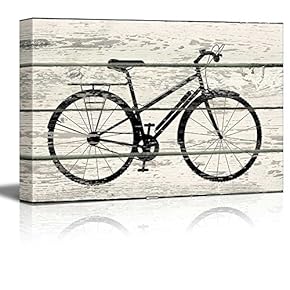 Bicycle/Bike Silhouette Artwork - Rustic Canvas Wall Art Home Art - 12x18 inches