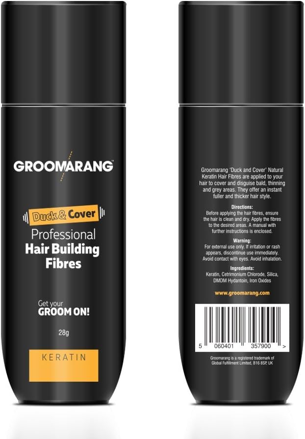 Groomarang Duck and Cover Professional Keratin Hair Building Fibres for Black Hair 28 g, Black1 Units, 28 g (Pack of 1) - Image 4