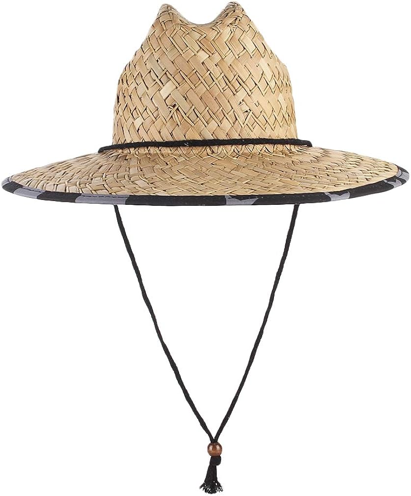 GEMVIE UPF 50+ Straw Sun Hat for Men Women Printed Wide Brim Straw