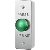 Push to Exit Button for Door Access Control Big Press Button Waterproof Stainless Steel Shell with Back Mounted Box NO/COM Output
