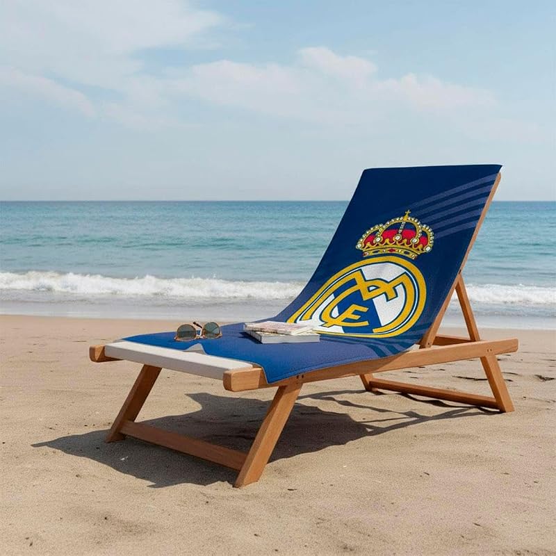 Toalla Real Madrid – Toalla Oficial con Diseño Exclusivo, Escudo y Colores del Club, Ideal para Playa, Piscina, Baño o Deporte, Accesorio Práctico para Aficionados al Fútbol