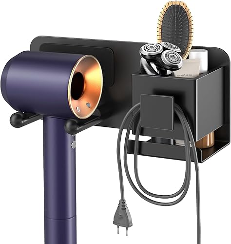 Ophouliy Blow Dryer Holder, Black Bathroom Hair Dryer Holder Wall