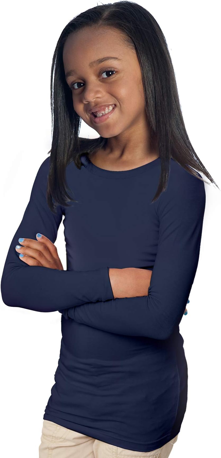 Fun and Function Sens-ational Hip Hugging Navy T-Shirt Long Sleeves for Kids