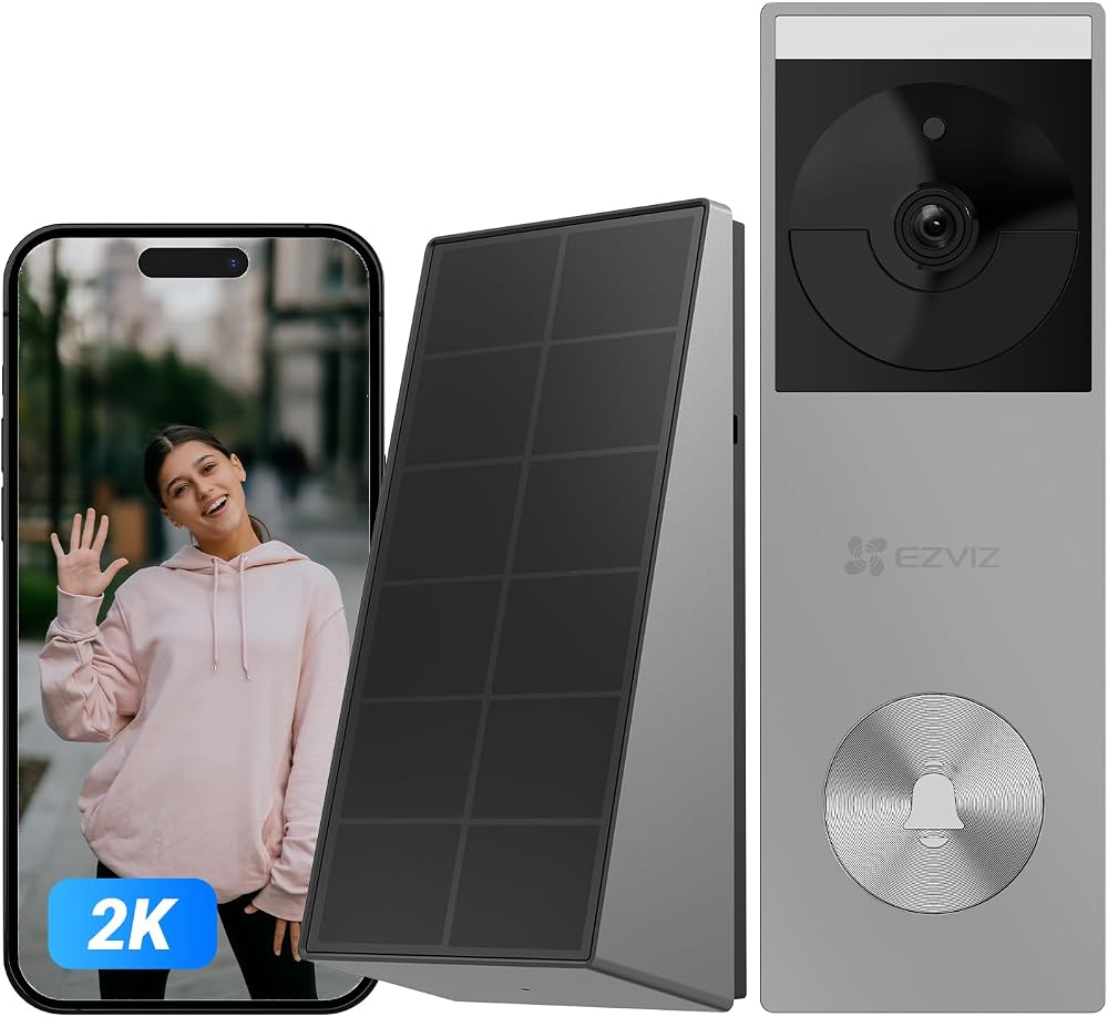EZVIZ CP3 Pro 2K Solar Doorbell Camera 162° AI Detection 8GB Local