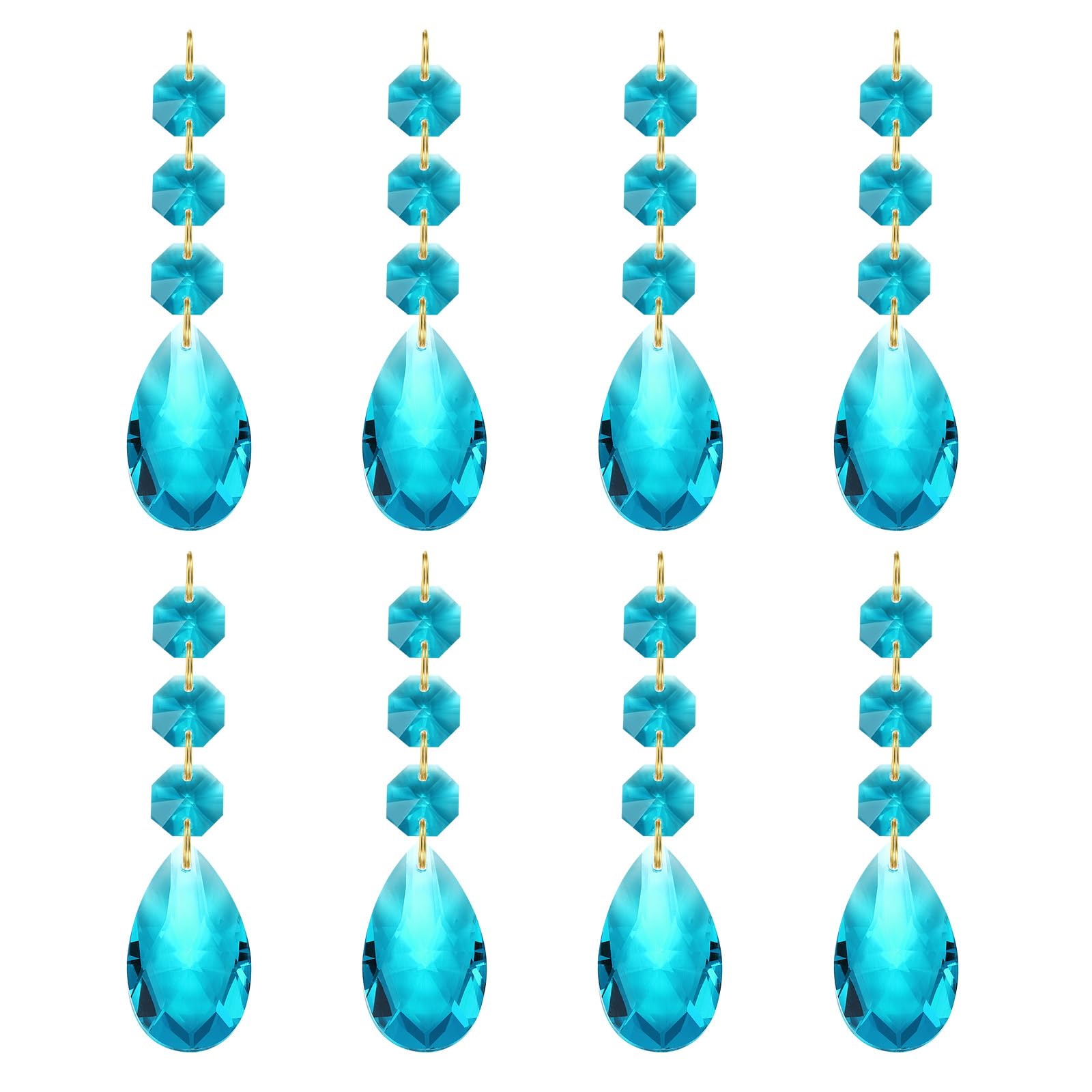 PATIKIL Teardrop Crystal Chandelier Pendants Beads, 8 Pack 100mm Length 38mm Chandelier Prisms Parts Ornaments Hanging Beads for DIY Arts Crafts Decoration, Navy Blue